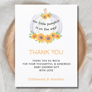 Pumpkin Baby Shower Thank You Postcard