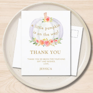 Pumpkin Baby Shower Thank You Postcard