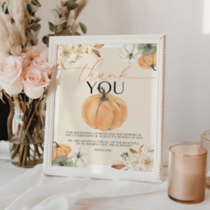 Pumpkin Baby Shower Thank You Sign