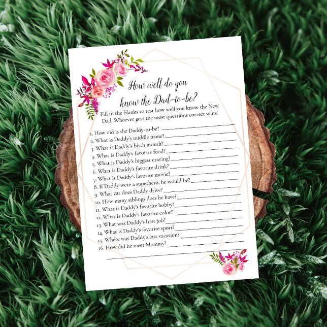 Pumpkin Baby Shower Who Knows Dad Best Game Floral Invitation (Creator Uploaded)