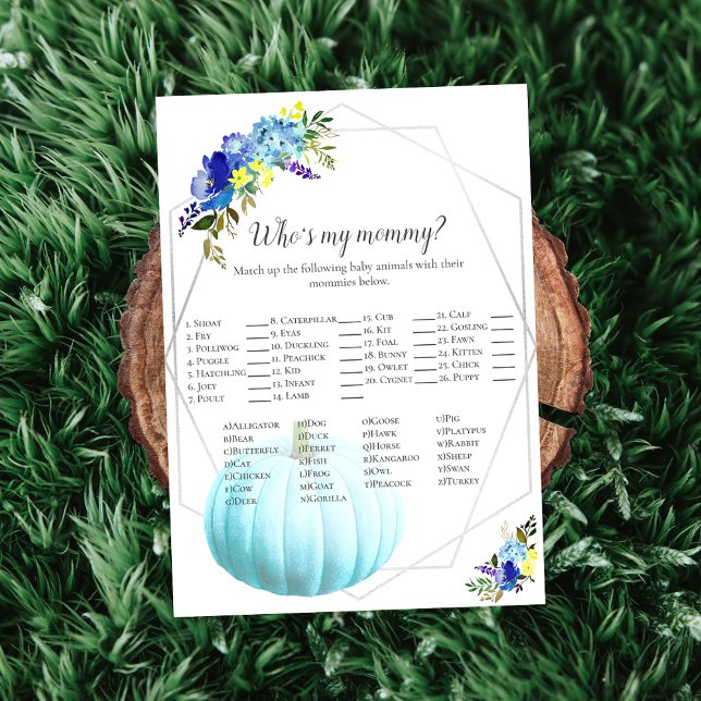 Pumpkin Baby Shower Who's My Mummy | Blue Invitation (Creator Uploaded)