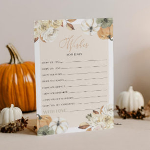 Pumpkin Baby Shower Wishes For Baby Game Card