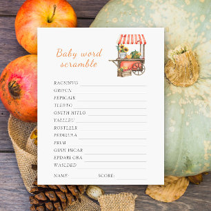 Pumpkin baby shower Word scramble baby shower game