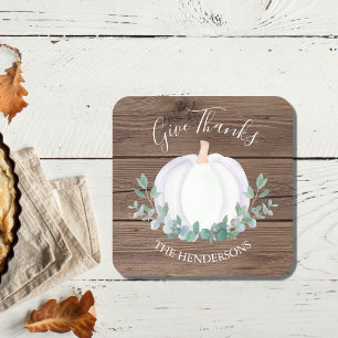 Pumpkin Barn Wood Thanksgiving Square Paper Coaster
