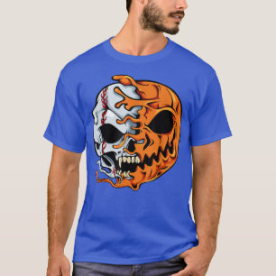 Pumpkin Baseball Lazy Halloween Costume Scary Spor T-Shirt