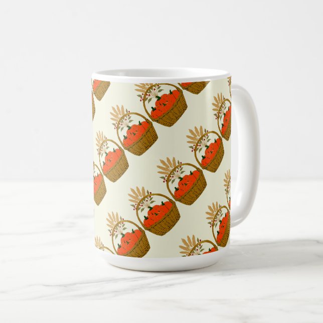 🎃 Pumpkin Basket and Autumn Wheat Coffee Mug (Front Right)