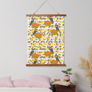 Pumpkin Basket Fall Leaves Wall Tapestry
