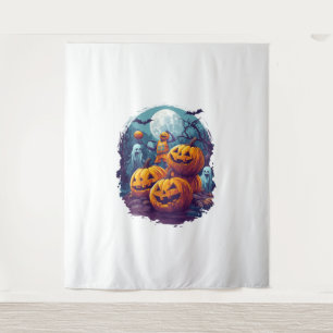 Pumpkin Basketball Showdown Tapestry