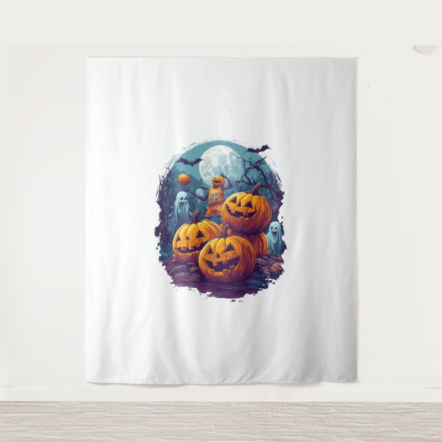 Pumpkin Basketball Showdown Tapestry (Front)