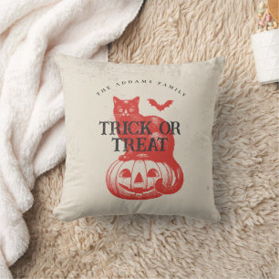 Pumpkin Bat and Cat Trick or Treat Halloween Party Cushion