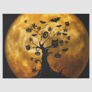 Pumpkin, Bat, Owl, and Orange Moon Decoupage Tissue Paper