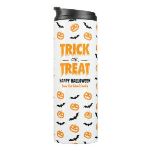 Pumpkin Bat Trick or Treat Customisable Thermal Tumbler