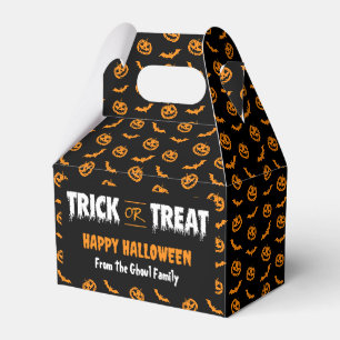 Pumpkin Bat Trick or Treat Dark Gable Favour Box