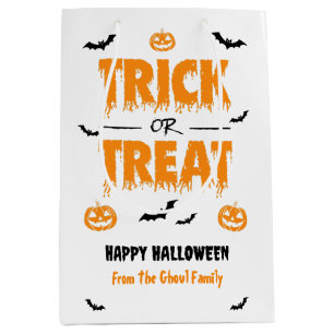 Pumpkin Bat Trick or Treat Light Medium Gift Bag