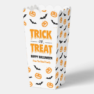 Pumpkin Bat Trick or Treat Light Popcorn Favour Box