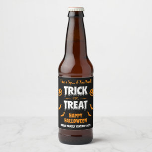 Pumpkin Bat Trick or Treat Party Dark Beer Bottle Label