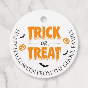 Pumpkin Bat Trick or Treat Party Light Round Favour Tags
