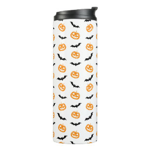 Pumpkin Bat Trick or Treat Patterned Thermal Tumbler