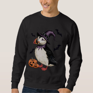 Pumpkin Bat Witch Costume Puffin Bird Halloween Sweatshirt