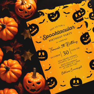 Pumpkin Bats Halloween Spooktacular Birthday Party Invitation