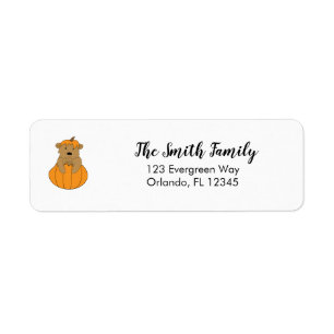 Pumpkin Bear Autumn Design Return Address Return Address Label