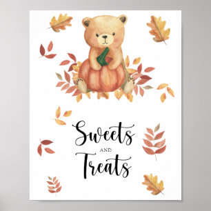 Pumpkin bear, sweets and treats baby shower poster