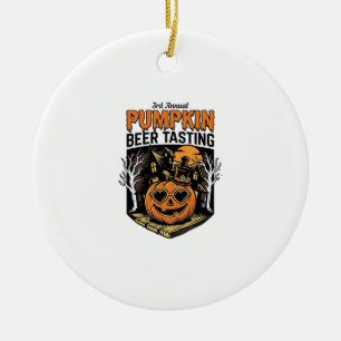 Pumpkin Beer Tasting Vintage Halloween Event Shirt Ceramic Ornament