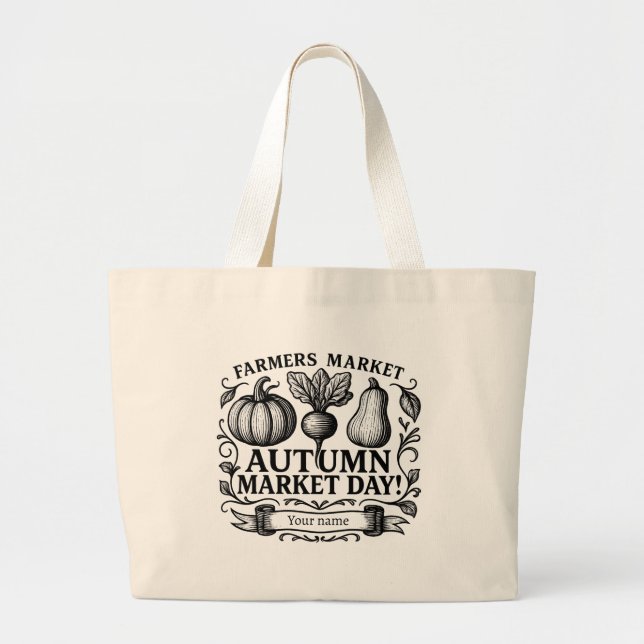 Pumpkin, Beet & Squash Autumn! Personalized Large Tote Bag (Front)