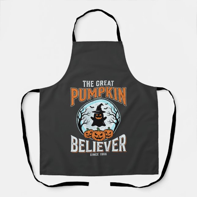 Pumpkin Believer Halloween Graphic Apron (Front)
