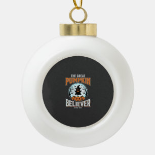 Pumpkin Believer Halloween Graphic Ceramic Ball Christmas Ornament