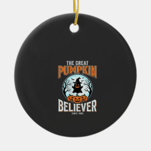 Pumpkin Believer Halloween Graphic Ceramic Ornament