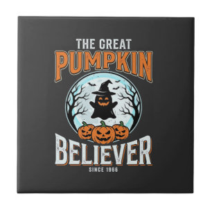 Pumpkin Believer Halloween Graphic Ceramic Tile