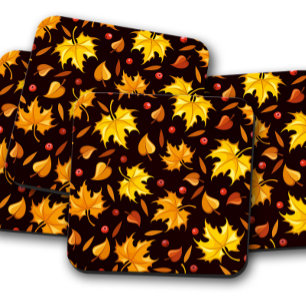 Pumpkin Berry Autumn Cork Drink Coaster