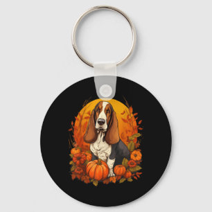 Pumpkin Bet Hound Dog Halloween Thanksgiving Key Ring