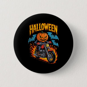 Pumpkin Biker Riding A Motorcycle Halloween Costum 6 Cm Round Badge