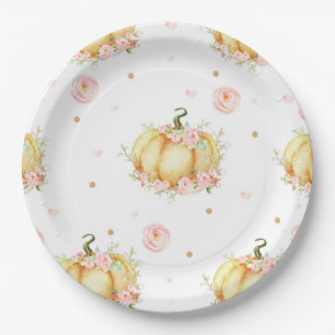 Pumpkin Birthday Baby Shower Paper Plates