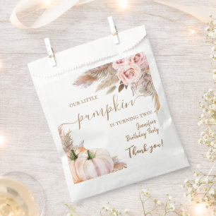 Pumpkin Birthday Boho Fall Pink Autumn Girl Favour Bag