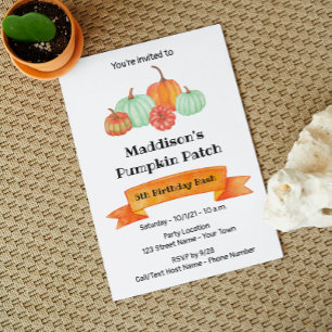 Pumpkin Birthday Invitation