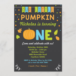 Pumpkin Birthday Invitation, 1st Birthday Invite