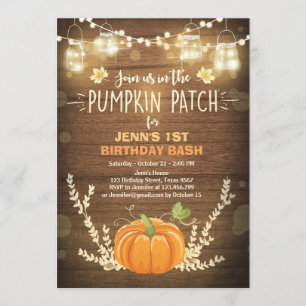 Pumpkin Birthday invitation patch Autumn fall