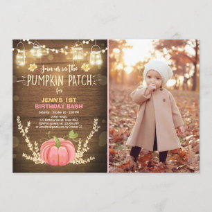 Pumpkin Birthday invitation Pink Girl Birthday