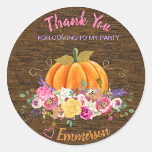 Pumpkin, Birthday Party, Favour Tag, Little pumpki Classic Round Sticker