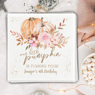 Pumpkin Birthday Party  Girl Boho Autumn Paper Napkin