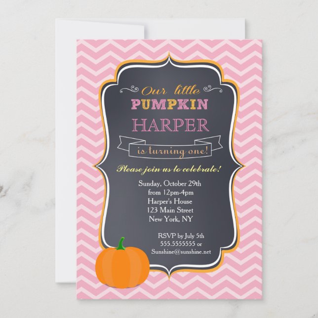 Pumpkin Birthday Party Invitations (Front)