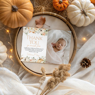 Pumpkin Birthday Photo Thank You Card