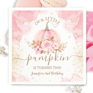 Pumpkin Birthday Pink Gold Elegant Fall  Napkin