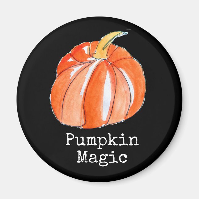 Pumpkin black and orange Halloween theme Magnet (Front)