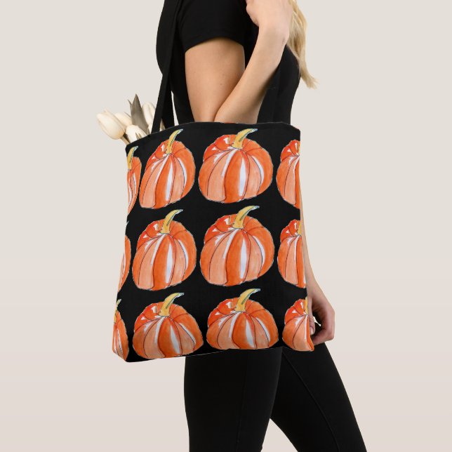 Pumpkin black and orange Halloween theme Tote Bag (Close Up)