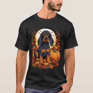 Pumpkin Black And Tan Coonhound Dog Halloween T-Shirt