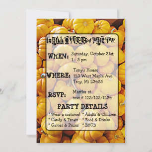 Pumpkin & Black Cat Halloween Party Invitation